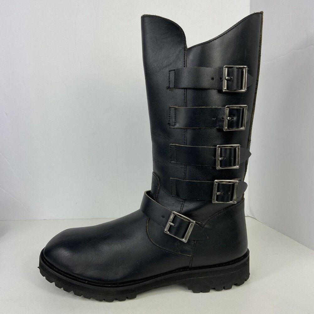 Vtg Leather Motorcycle Buckle Boots Sz 8 & 8.5 Made In Brazil Amazonas Goth Punk - Picture 4 of 14